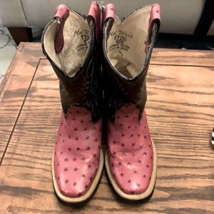 Fuchsia ostrich leather cowgirl boots